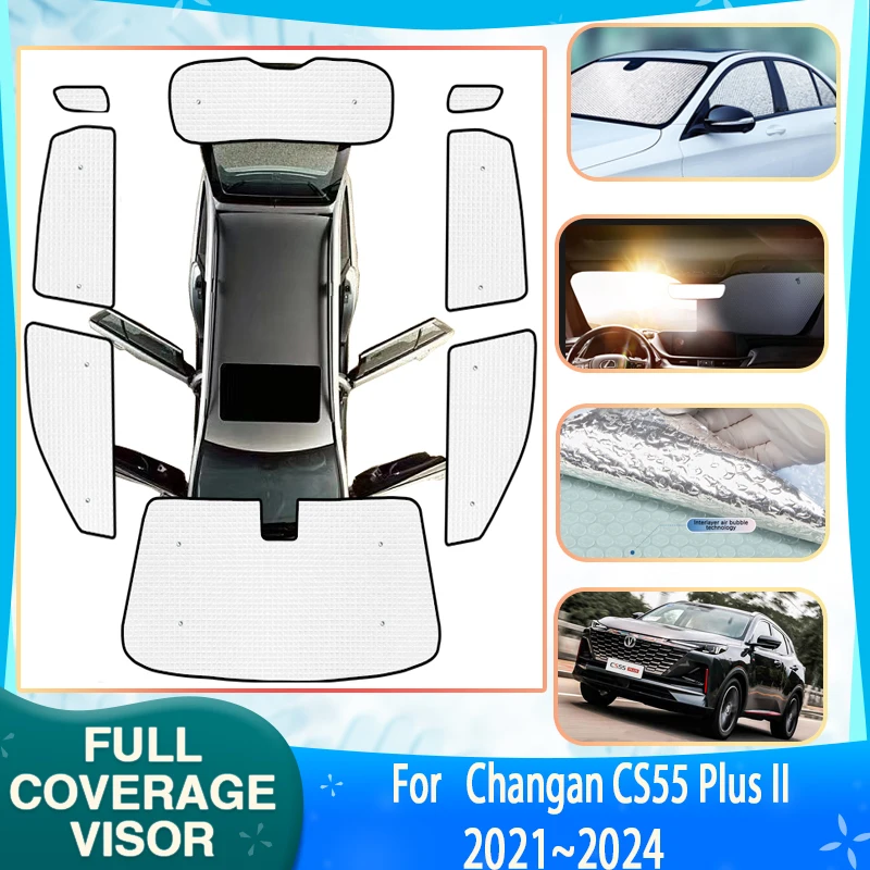 

Car Full Coverage Sunshade For Changan CS55 Plus 2023 2021 2020 2024 MK2 II Car Sunscreen Window Sunshade Sun Visors Accessories
