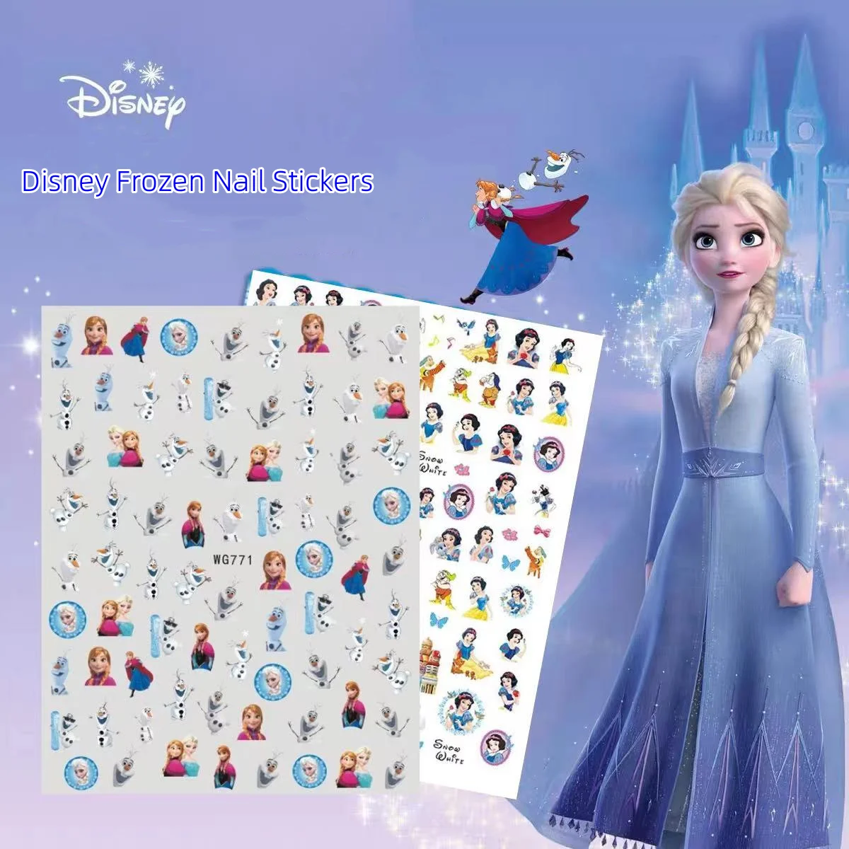 

Disney Stickers 3D Animation Frozen Nail Stickers Snow White Princess Cartoon Mickey Self-adhesive Sliders For Nails DlY Sticker