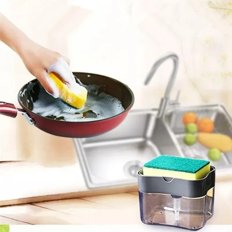 Soap Dispenser Dish For Kitchen Liquid With Sponge Holder Sponge Caddy Pump