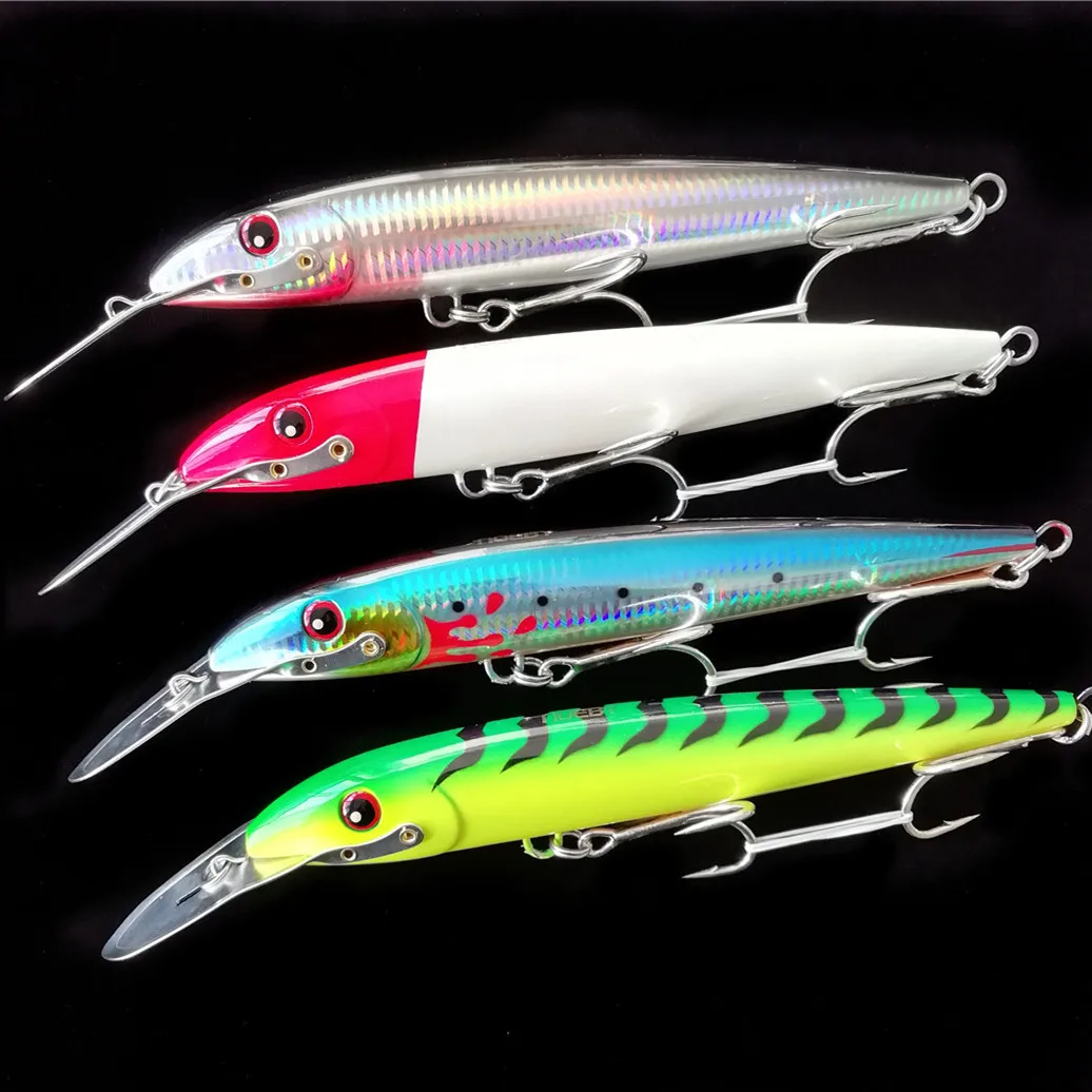 

NOEBY 4pcs Trolling Casting Minnow Wobbler 130mm 32.5g 185mm 60g 225mm 76g Lure Artificial Hard Bait for Sea Boat Fishing Lures