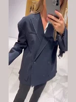 Blazer chic pour femme, col rabattu, manches longues, double boutonnage, blazers féminins, nouvelle mode printemps 2026, élégant manteau pour femme 5
