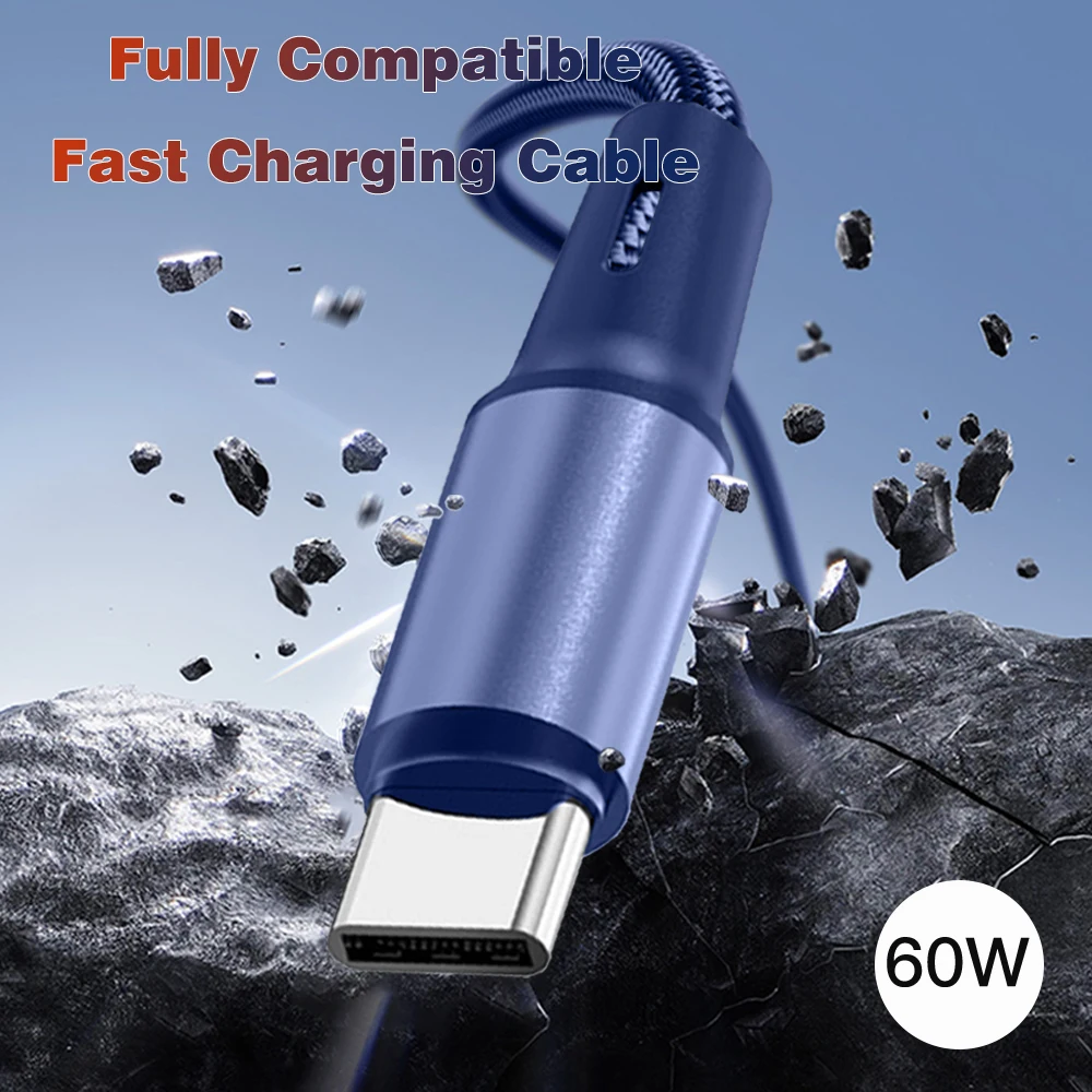 UGOURD PQ/QC 60W 타입 C to C 케이블 USB C 고속 충전 케이블 울트라 소프트 블루 오렌지 브레이디드 파워 코드 삼성 화웨이 태블릿용