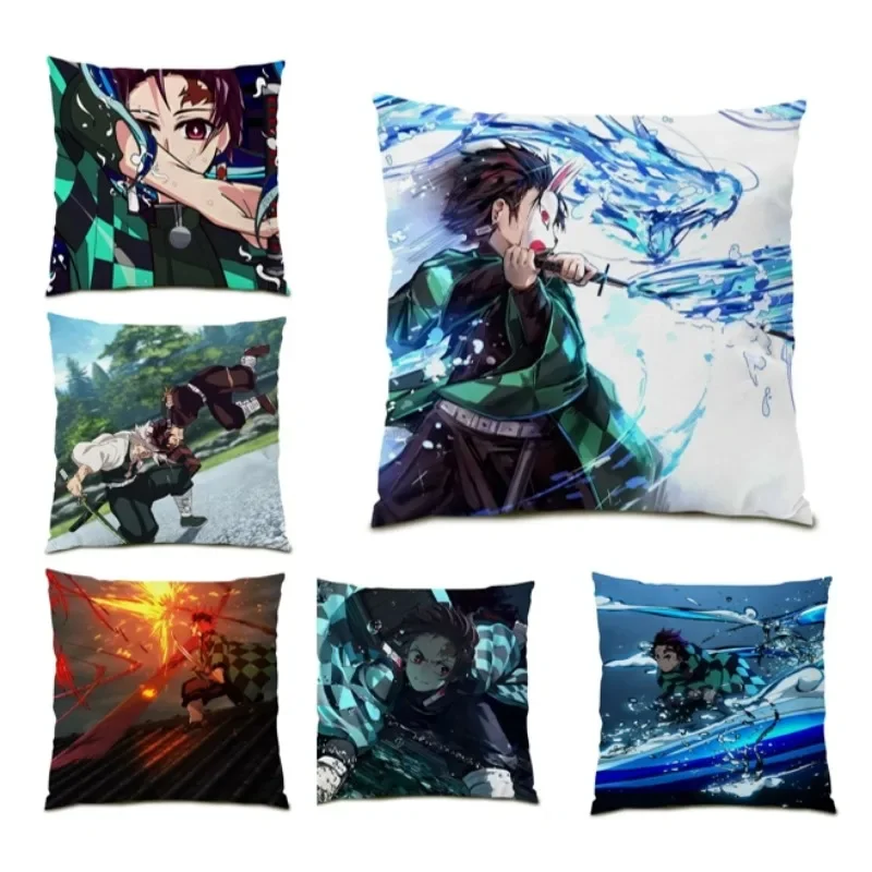 

Anime Pillowcase Kamado Tanjirou Battle Pillow Cover Demon Slayer Cushion Cover 45x45cm Bedroom Party Decor Gift DE1680