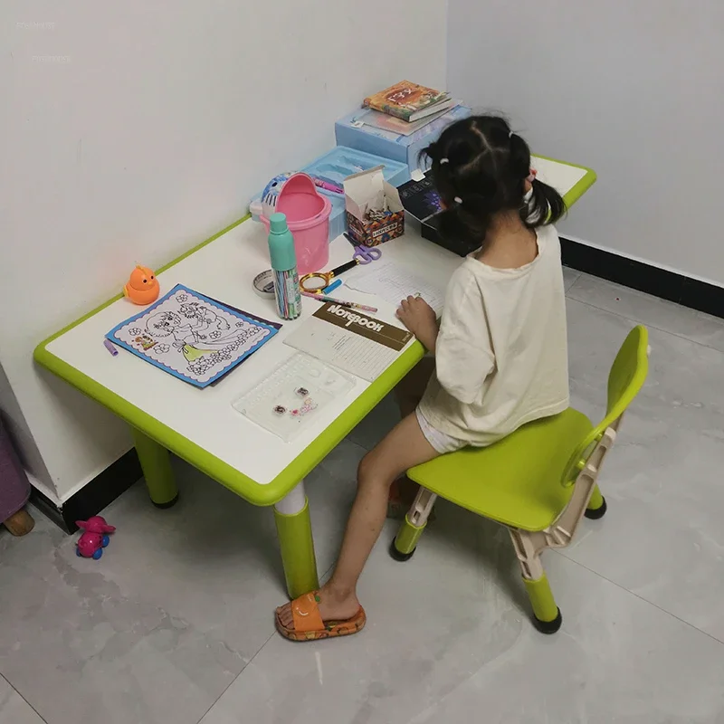 Children Tables Kindergarten Learning Table and Chair Can Lift Plastic Desks Home Can Write and Graffiti Table Painting Tables C