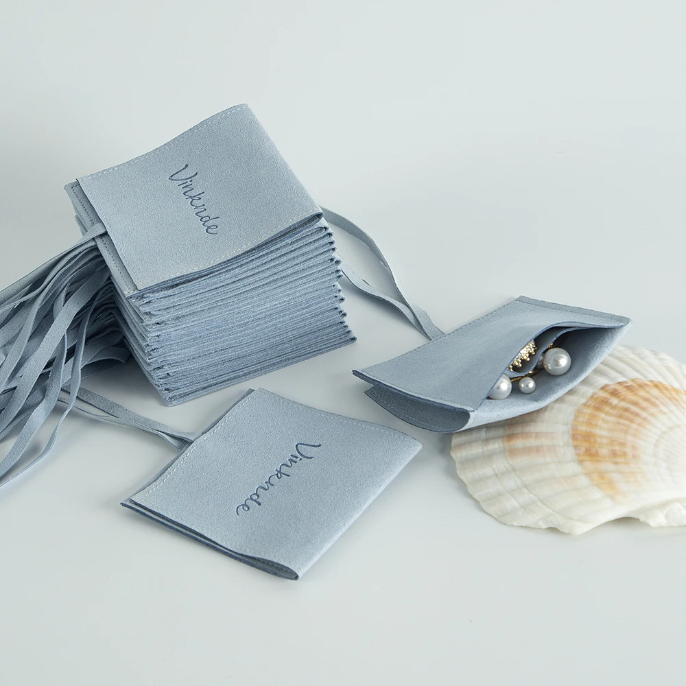 100Pcs/Lot Custom Logo Lovely Jewelry Pouch Luxury Microfiber Ring Earring Pendant Packaging Envelop Jewelry Bowknot Wedding Bag