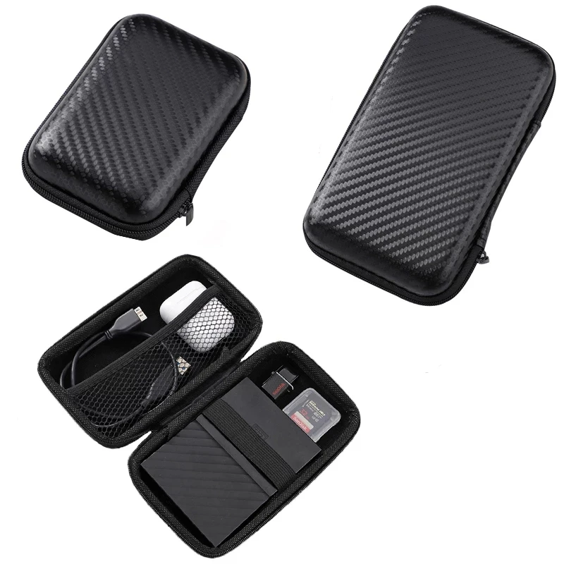 Carbon Pattern Earphone Organizer Key Case Coin Box Portable Hard Headphones Storage Bag SD Card USB Cable Earbuds Holder,key case,coin purse,coin wallet,earbuds storage bag