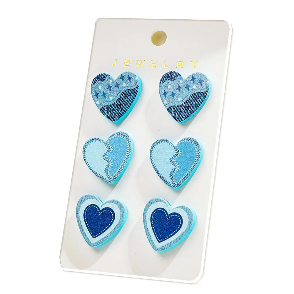 Acrylic Love Heart Round Earrings for Women Girls Simple Leopard Dots Earrings Trend Jewelry 3Pairs/set