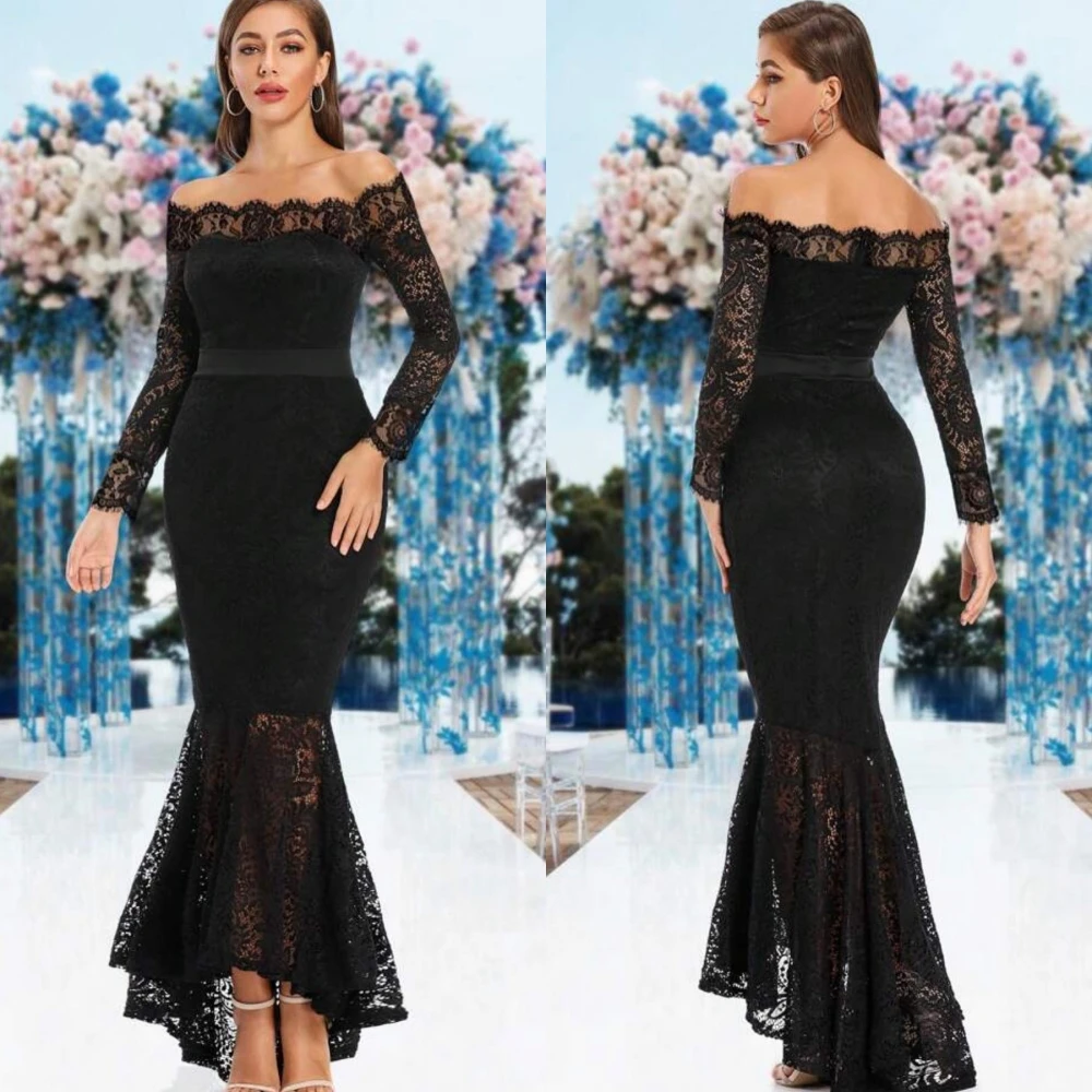 Jiayigong Sparkle Exquisite    Exquisite Sizes Available Off-the-shoulder Mermaid Lace Hugging Anke Length Evening es