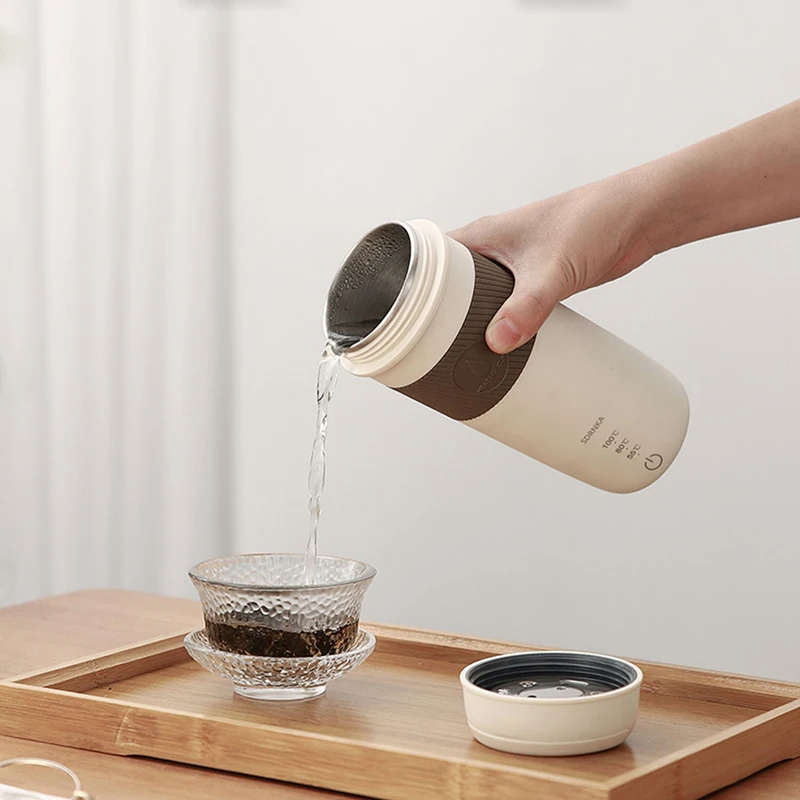 350ml Portable Electric Kettle Travel Teapot 3 Temperature Adjustment Pot 304 Stainless Steel Thermal Pot Boiling Water Cup 220V 2