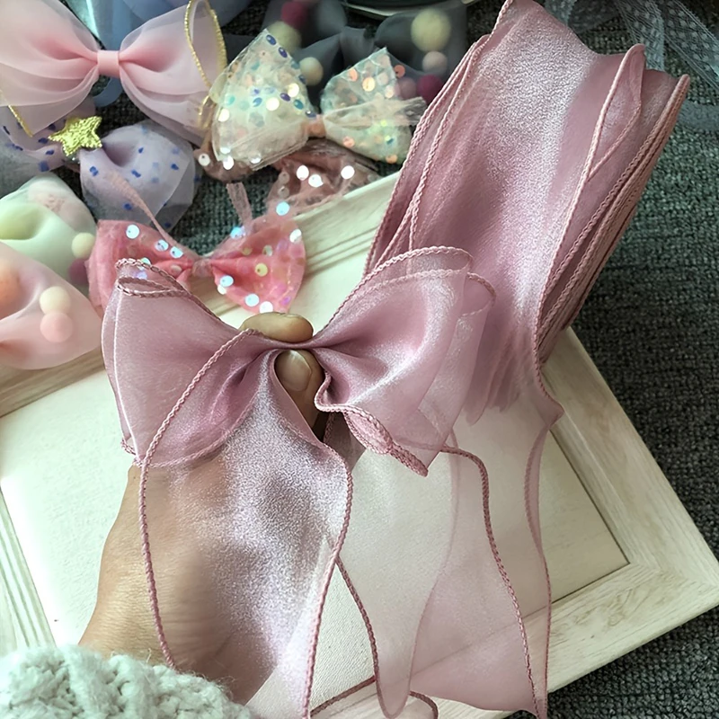 Wavy Edge Solid Color Yarn Ribbon for Crafting and Gift Packaging