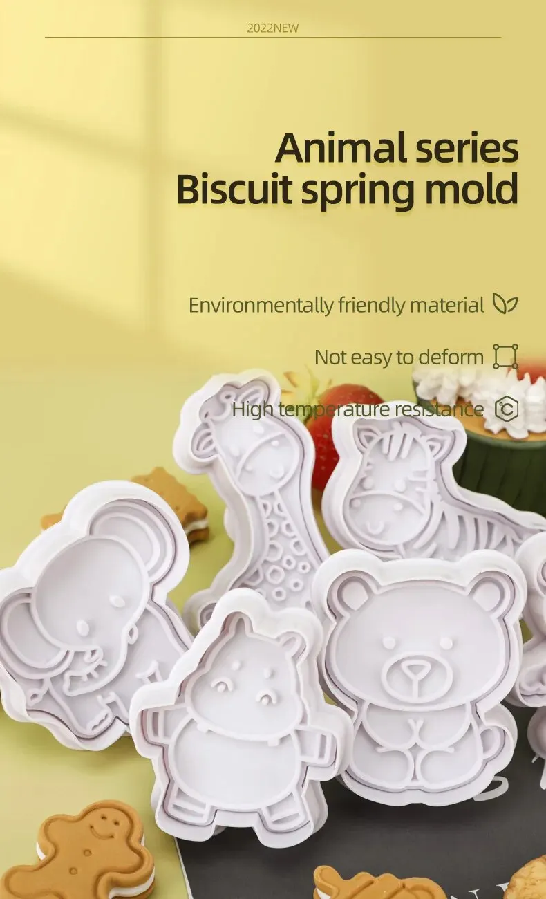 Description Picture 2 of itemOversea Hot Sales 4Pcs Animal Shape Cookies Cutter Mold Fruit Biscuit Mold Fondant Tool For Children DIY Baking