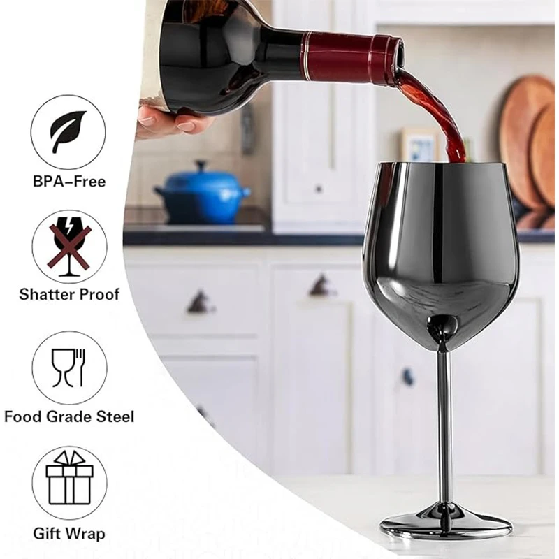 4PCS New Stainless Steel Glass Cocktail Creative Metal Wine Bar Restaurant Champagne Red Wine Glass Drinkware Barware Cup