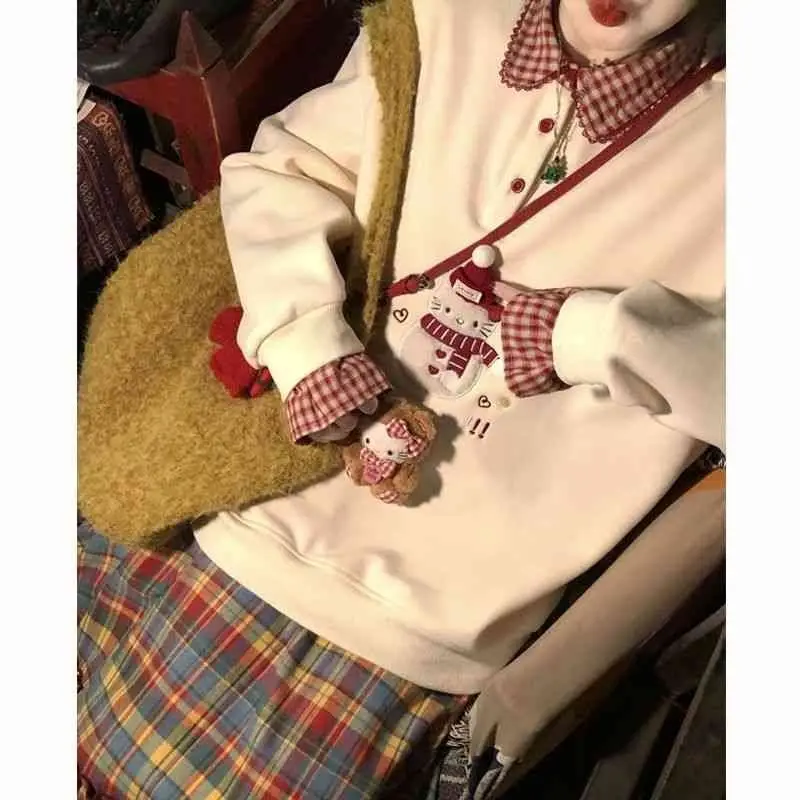 Rainbow candy bean plaid retro salt series colorful plaid pleated skirt autumn and winter half lace cute skirt