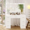 Vanity Table, Makeup Table with Lighted Mirror, 3 Color Lighting Modes, Brightness Adjustable, Dressing Table with Drawers 6