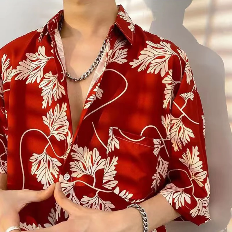 Super Large American Style 2022 Summer Fried Street Fashion Printing New Personalized Men's Casual Shirt