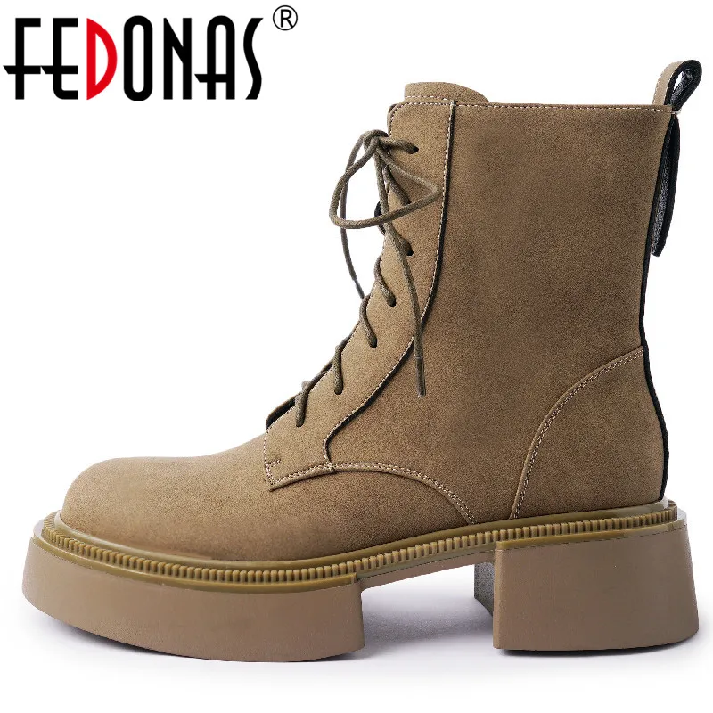 

FEDONAS/популярные новые женские ботильоны из натуральной кожи на платформе и толстом каблуке; Женская обувь; Сезон осень-зима; Ботинки в байкерском стиле для отдыха