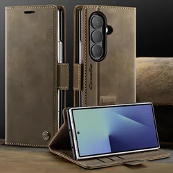 Luxury Flip Leather Wallet Phone Case with Magnetic Closure and Card Pocket - Folding Protective Cover - Galaxy Z Fold7 (Brown)
