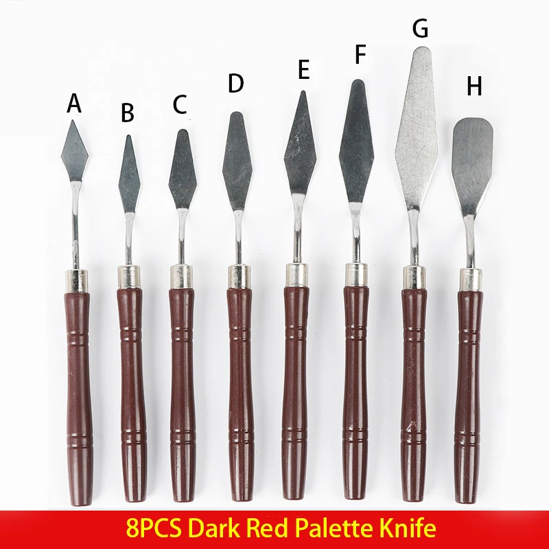 8pcs Stainless Steel Palette Knife Set Flexible Spatula Painting Knives for Color Mixing Applying Oil Acrylic on Canvas