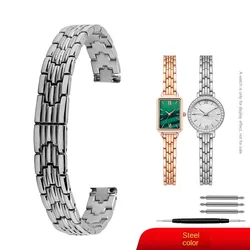 Rose Gold Stainless Steel Mini Fashion Wristband Bracelet - 8mm (Silver)