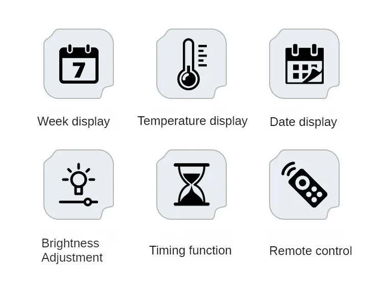 Digital Wall Clock with Temperature and Date - LED Alarm Clock 1224H Remote Control