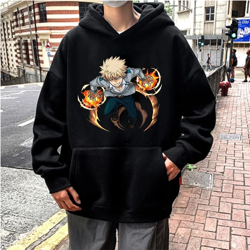 

My Hero Academia Hoodies Japanese Anime Bakugou Katsuki Printing Hooded Tops Streetwear Men Autumn Oversized Male Hoodies