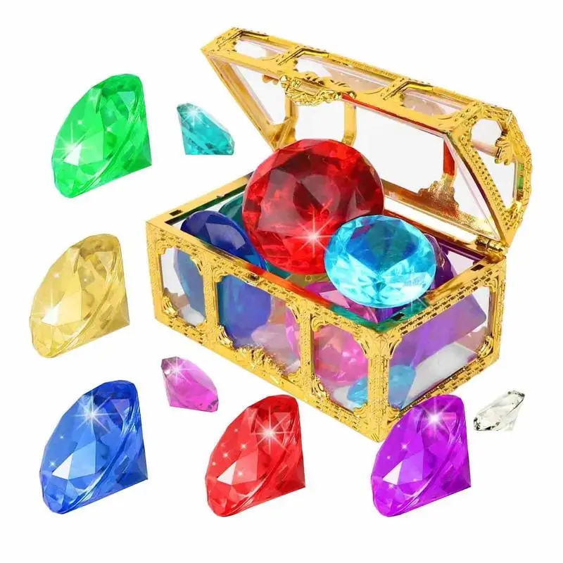 10pcs Pool Diving Gems Toys Treasure Pirate Pool Chests Divingdiamond Swimming Kids Jewels Dive Diamonds Favors Party Set 5
