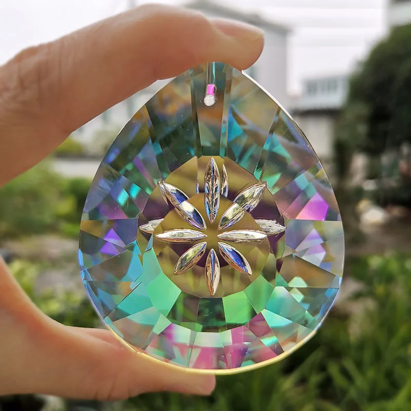 76mm Crystal Suncatcher Rainbow Chandelier Prism Parts Hanging Pendant Home DIY Wedding Window Decoration Figurine Ornament