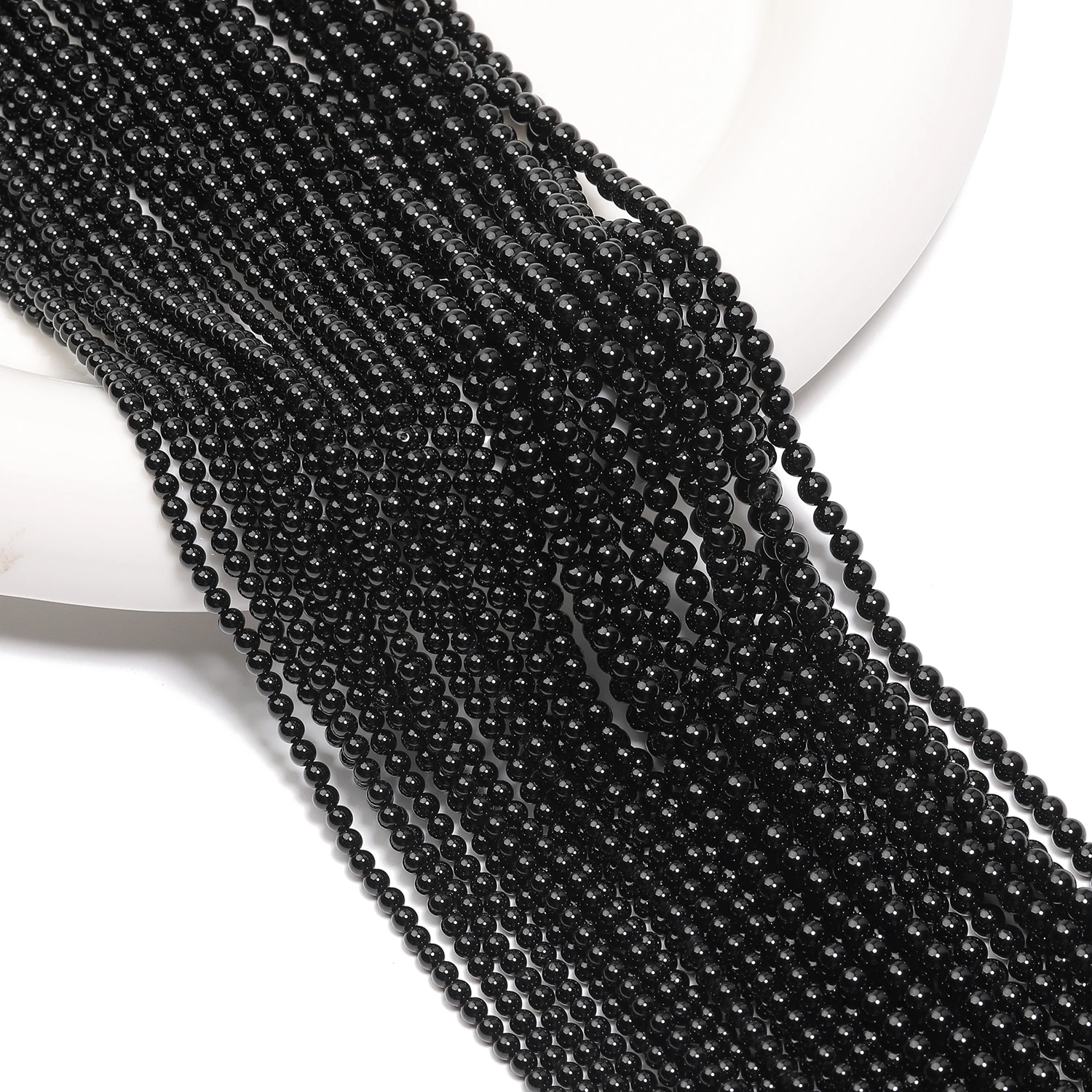 2/3mm Natürliche Schwarze Achat Stein Perle Runde Lose Spacer Perlen Schwarz Onyx Perlen Für Schmuck Machen Diy armbänder Halsketten 15''