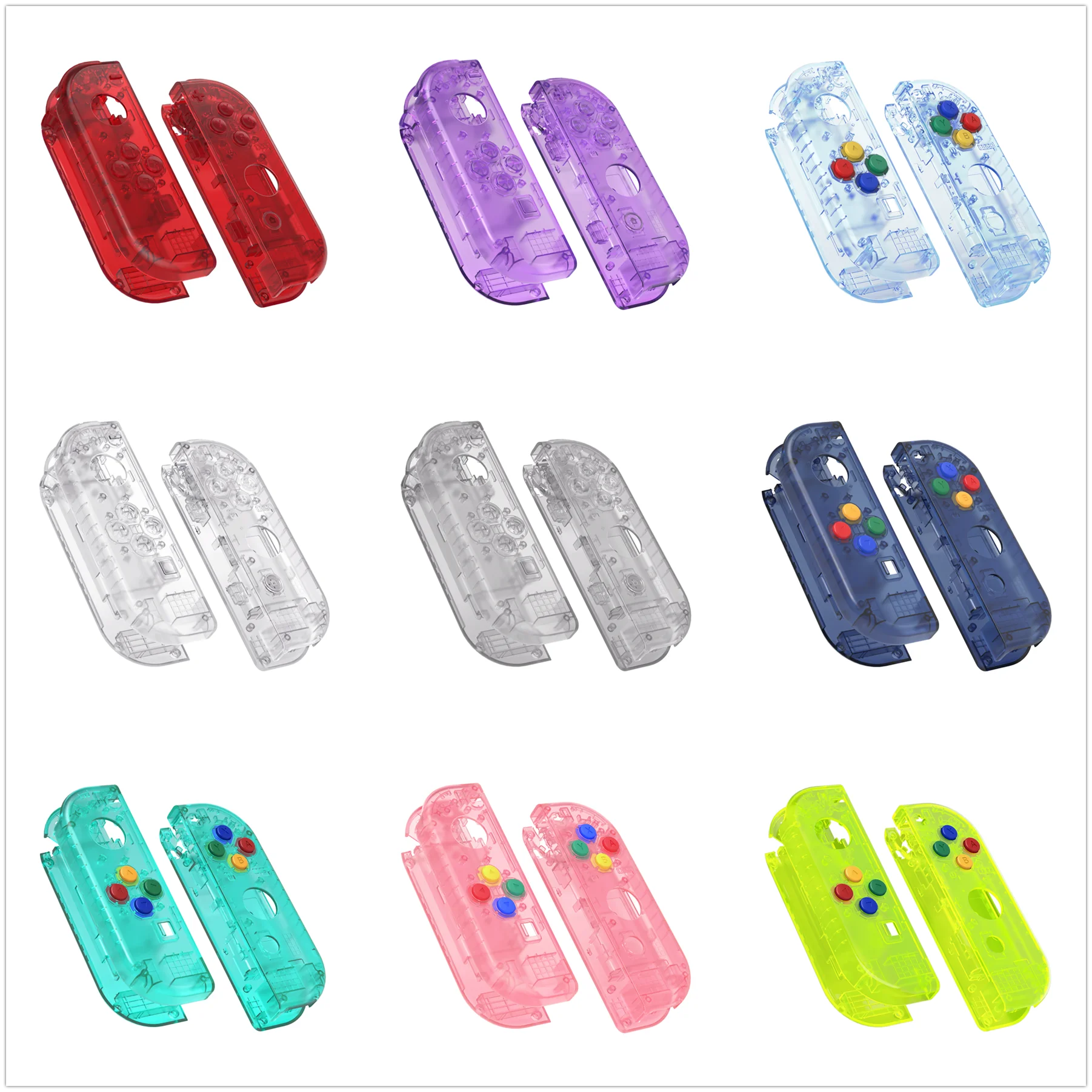 透明シェルカスタム Nintendo Switch 付属品付き カスタム透明シェル,クリアケース,ボタン付き,Nintendo Switch用