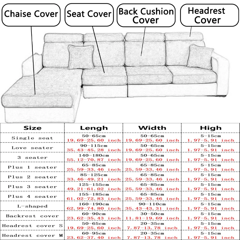 High elasticity Chenille sofa cover, monochrome sofa cushion cover, all-season universal, easy to install 2