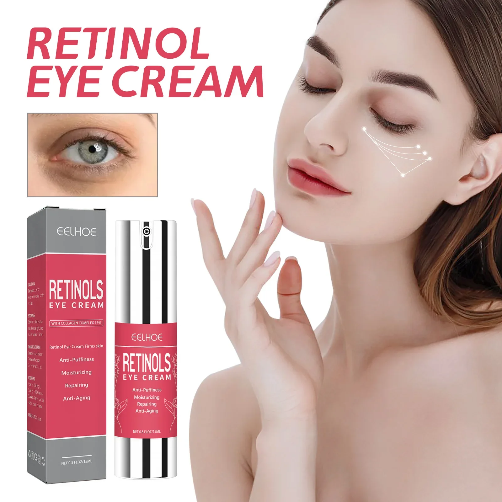 

Eelhoe Eye Cream Polypeptide Anti-Wrinkle Light Lines Moisturizing Repair Fade Dark Circles Eye Cream Firming Skin around Eyes