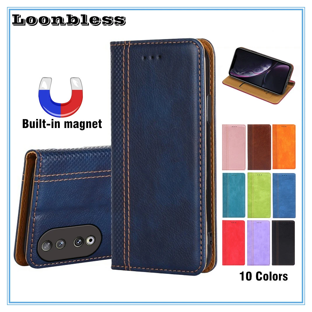 Leather Flip Phone Case with Card Holder and Magnetic Closure
