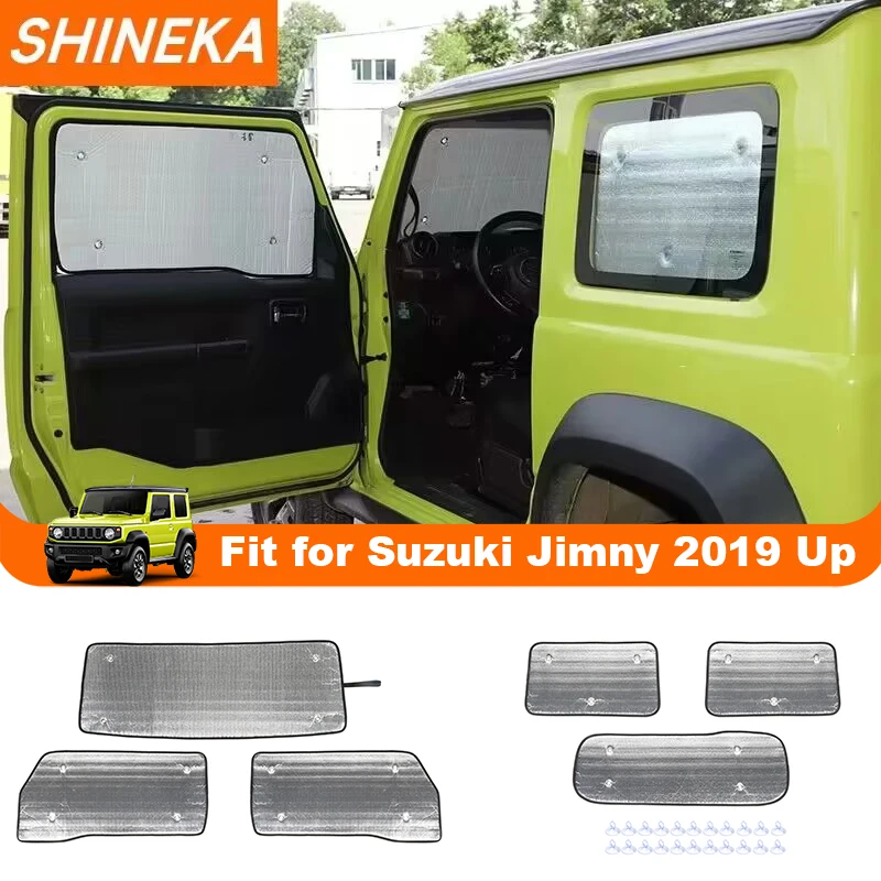 SHINEKA Auto Fenster Visier Sonnenschirm Wärmedämmung Kit Für Suzuki Jimny JB64 JB74 + außen Zubehör