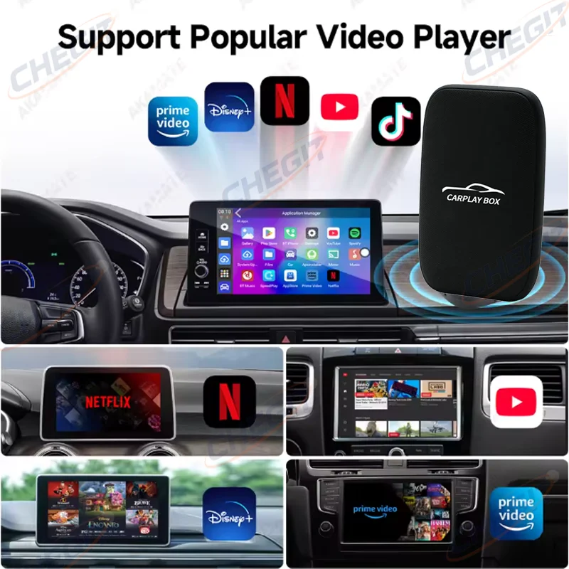 5 in 1 Smart AI Box TV Android System Navigation Wireless Carplay Adapter 2G+16G Plug&Play for Netflix YouTube