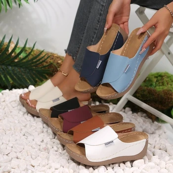 Women Wedge Slippers Summer New Fashion Slippers Open Toe Breathable Sandals Comfortable Buckle Woman Shoes Slides Women