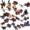 MOC Medieval Military War Horse Building Blocks Castle Knight Sled Ox Cart Dwarf Chariots Wood Vegetable Weapon Bricks Toy Gifts 1