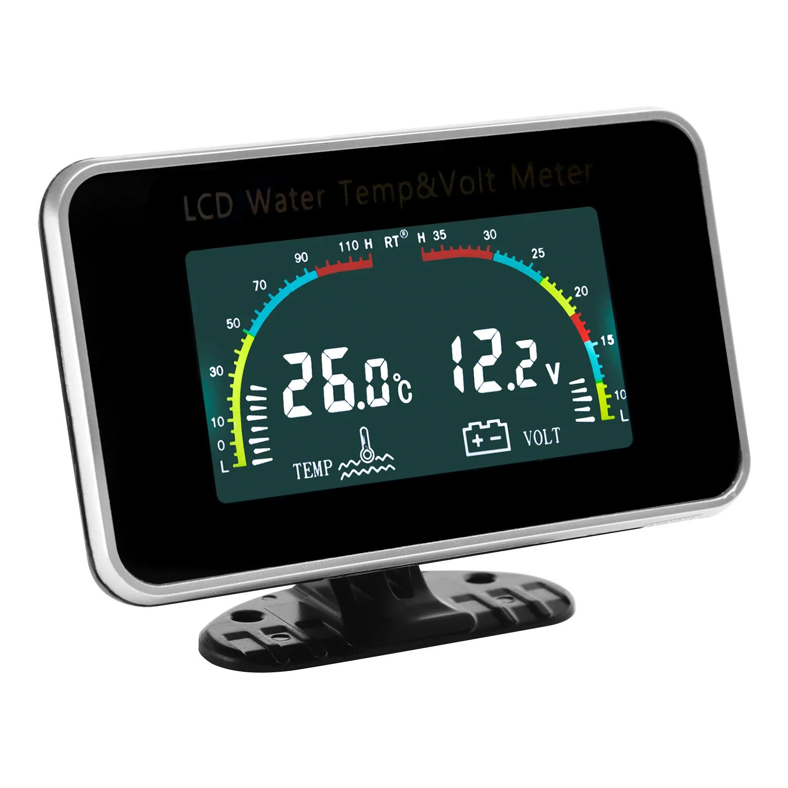 2in1 수온계 전압계 12V/24V 자동차 LCD 온도계 게이지 온도 및 전압계 10mm 자동차용 수온 센서