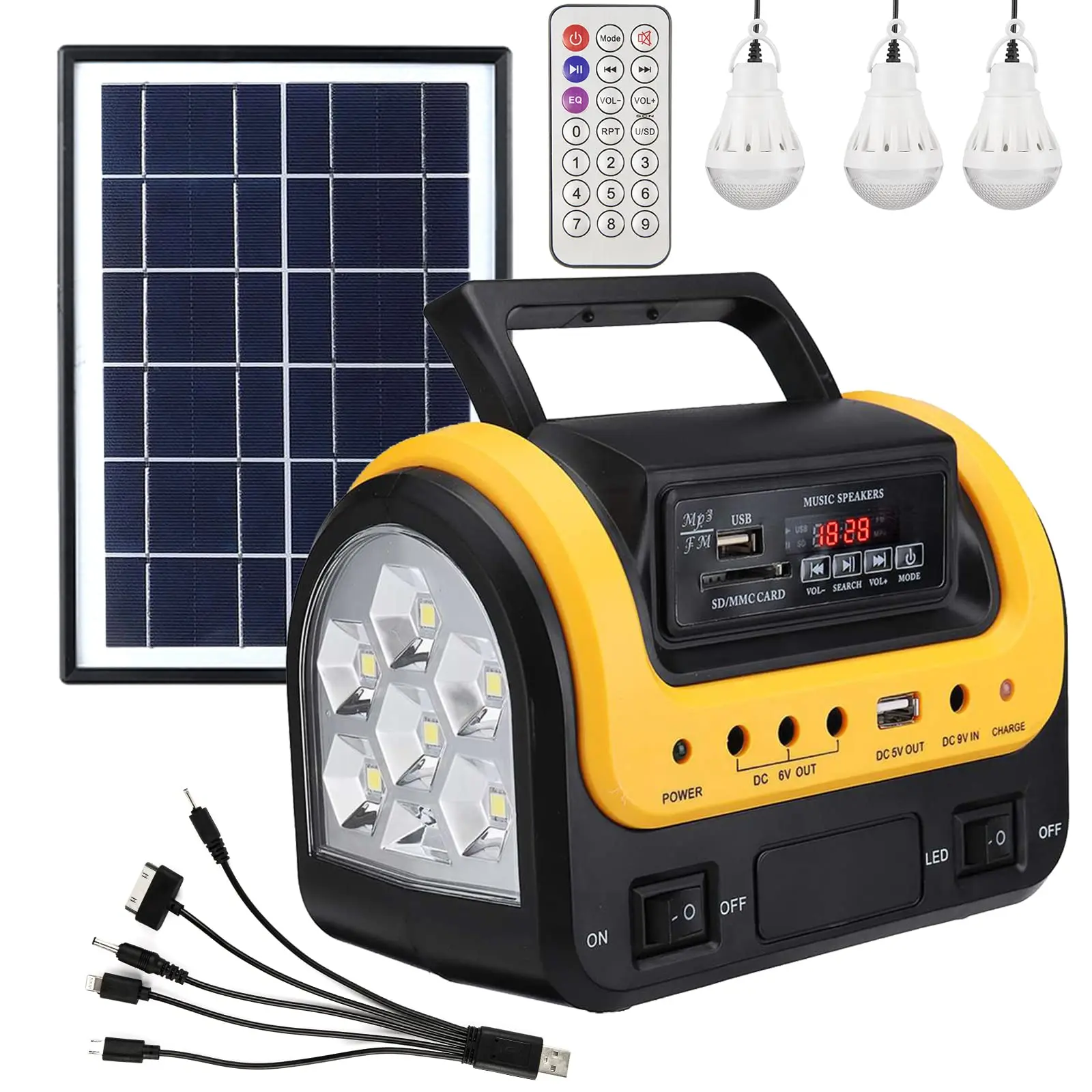 

Solar Powered Generator with Solar Panels, Portable Solar Power Station, LED Flashlight, Home Use, Camping