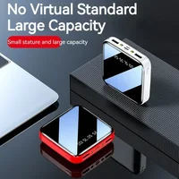 500000mAh Mini Power Bank Portable Charger Mirror Screen LED Digital Built-in Cable Powerbank for iPhone Huawei Samsung - Image 4