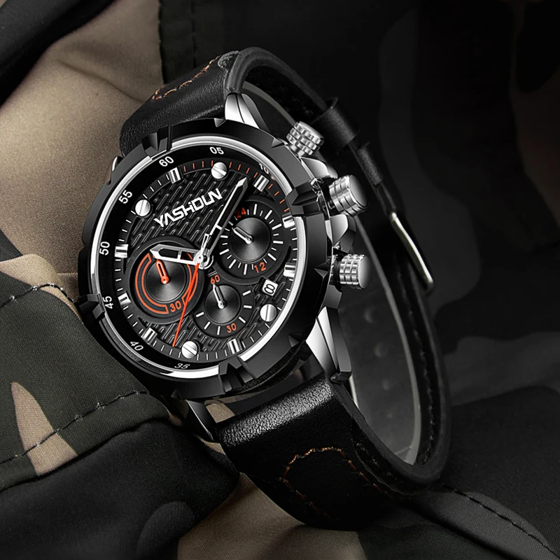 2022 New Mens Watches Top Brand Luxury Leather Casual Quartz Watch Men's Sport Waterproof Clock Watch Relogio Masculino
