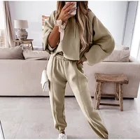 Ensemble deux pièces en polaire pour femme, survêtement décontracté, surdimensionné, à capuche, manches longues, pantalon de Sport, hiver 2025, 2025 3