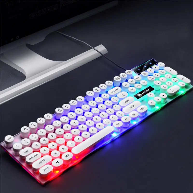 기계식 키보드 104 키, 방진 USB 유선 키보드 마우스 세트, 방수 RGB 백라이트 게임용 키보드, 게이밍 마우스 쿨
