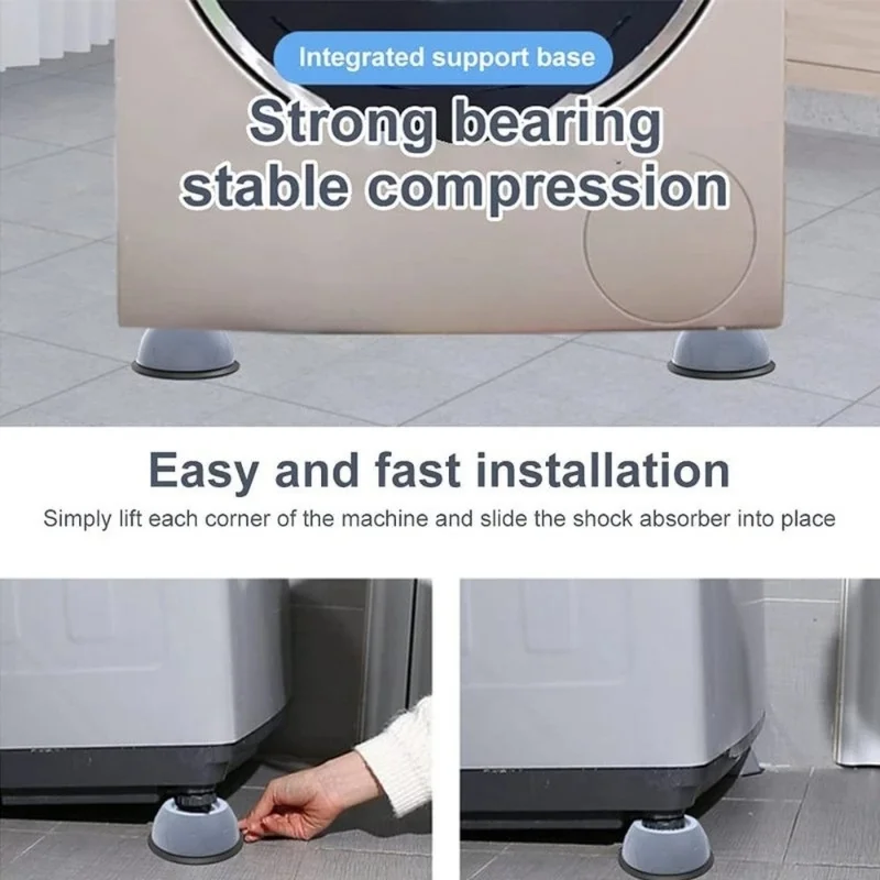 4Pcs Washer Foot Pad Anti Vibration Pads Washing Machine Holder Dryer Shock Support Prevent Moving Non-Slip Home Supplies washing machine pads,anti vibration pads
