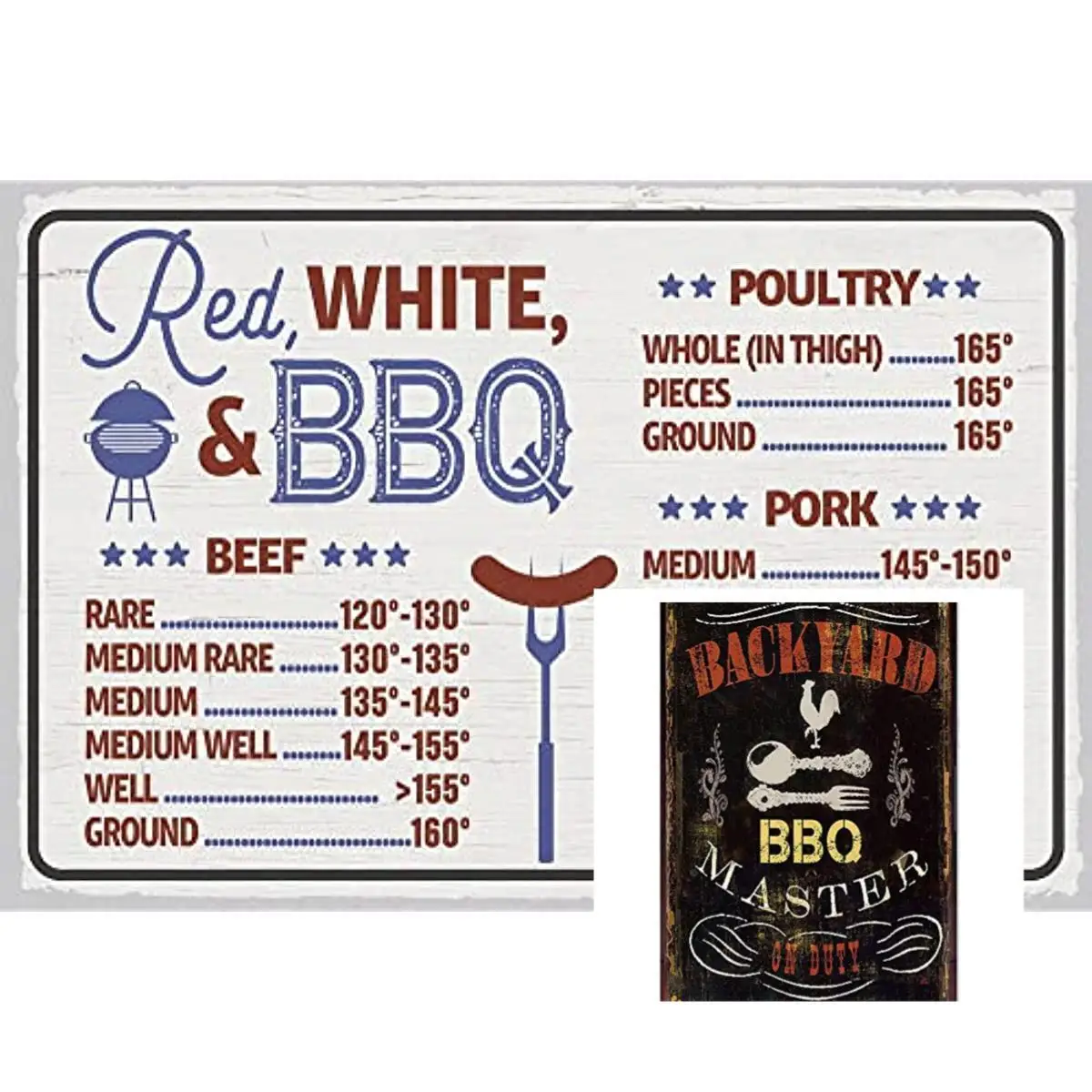 

Backyard Courtyard BBQ Master Metal Tin Sign, Vintage Plate Plaque，Enjoy a Happy Time With Friends，BBQ Metal Decorative Panel