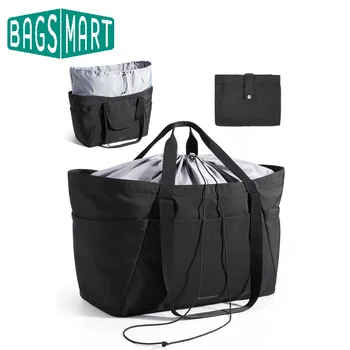 حقيبة سفر كبيرة للاستخدام الخارجي من BAGSMART، حقائب بقالة قابلة لإعادة الاستخدام، حقيبة شاطئية، حقيبة قابلة للطي للتسوق، عطلة متحركة 1
