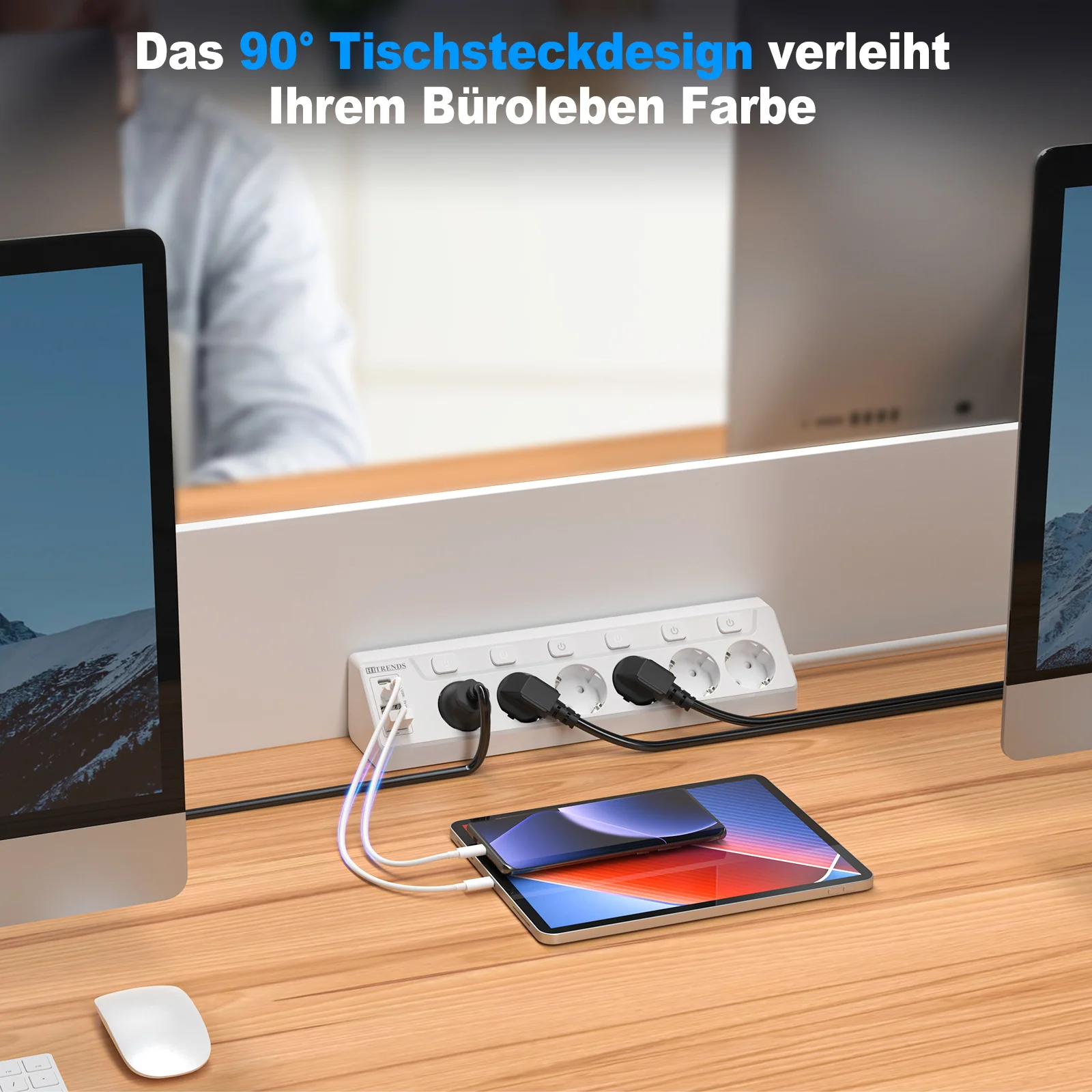 EU Plug Wall-Mounted Power Socket with 6 AC Outlets, 4 USB Ports & Child Safety Features - 2 Meter Extension Cord