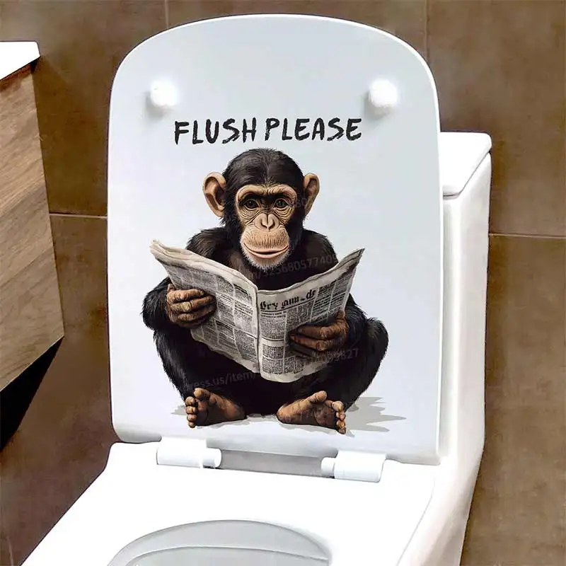 Cartoon Monkey Toilet Sticker Toilet Cover Sticker Wall Stickers Animal Wc Fun For Home BathRoom Decoration S529