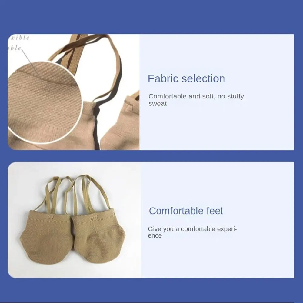 1 Pair of Knitted Rhythmic Gymnastics Shoes Adult Professional Protect Soft Sole Shoes Soft Skin Color Half Socks Pilate 5