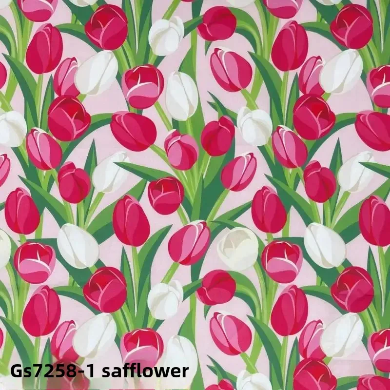60pcs Pure Cotton Cartoon Tulip Printing Fabric DIY Handmade Fabric Children's Wear Block Printing