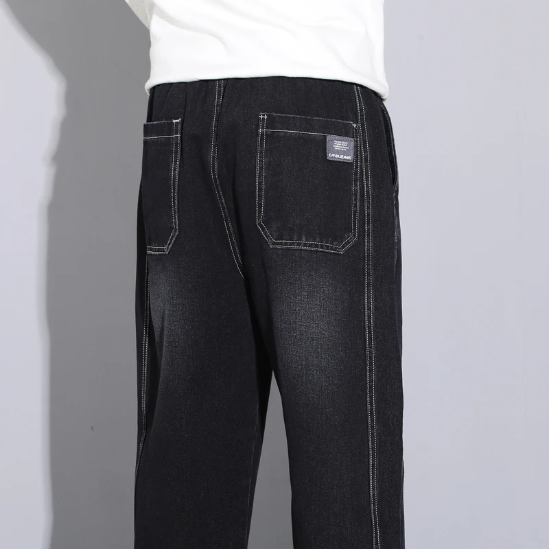 Vintage Jeans Men's Autumn New Straight Loose Fashion Pants Casual Wide Comfortable Elastic Waist Denim Trousers Male Streetwear 5